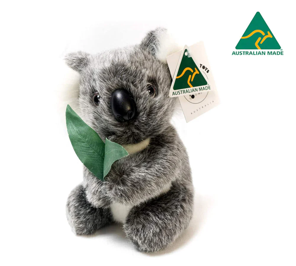 Australian Made Stuffed Animal Toys Koala With Gum Leaves 8"