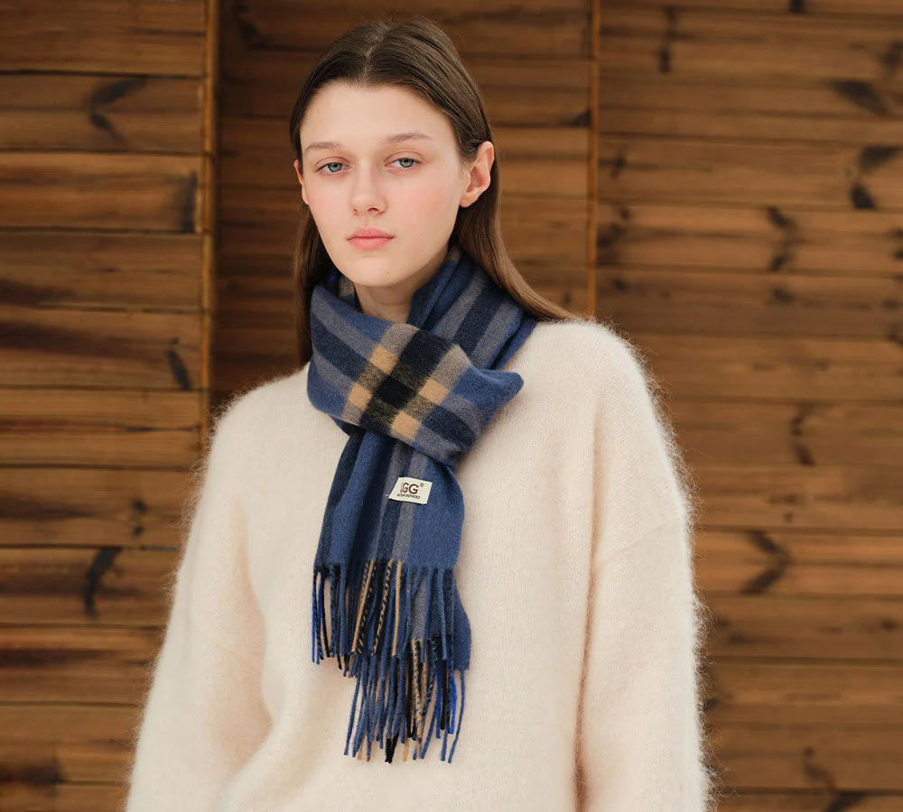 AUSTRALIAN SHEPHERD® 100% Wool Check Scarf Solara - Image 2