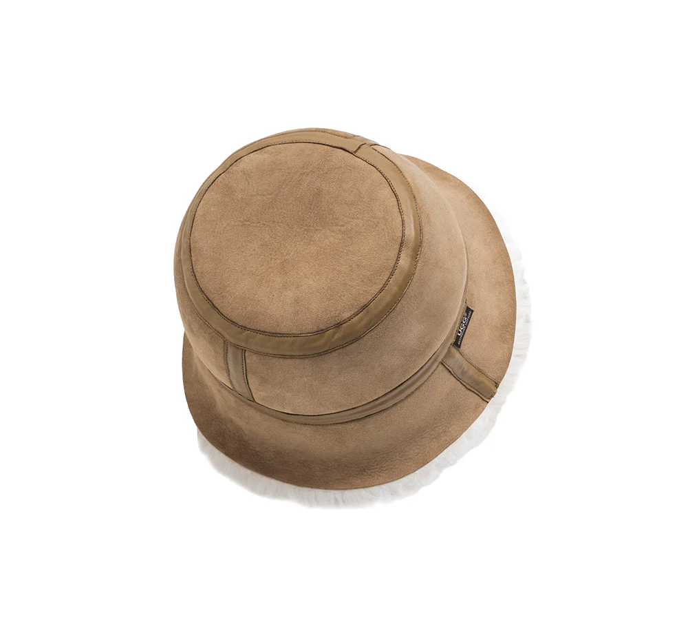 AUSTRALIAN SHEPHERD® Fluffy Sheepskin Wool Bucket Patchwork Hat - Image 5