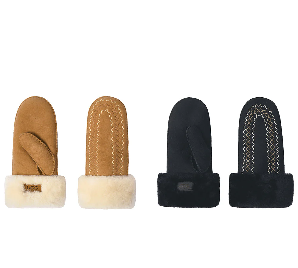 AUSTRALIAN SHEPHERD® Fluffy Sheepskin Wool Mittens Nuttoa