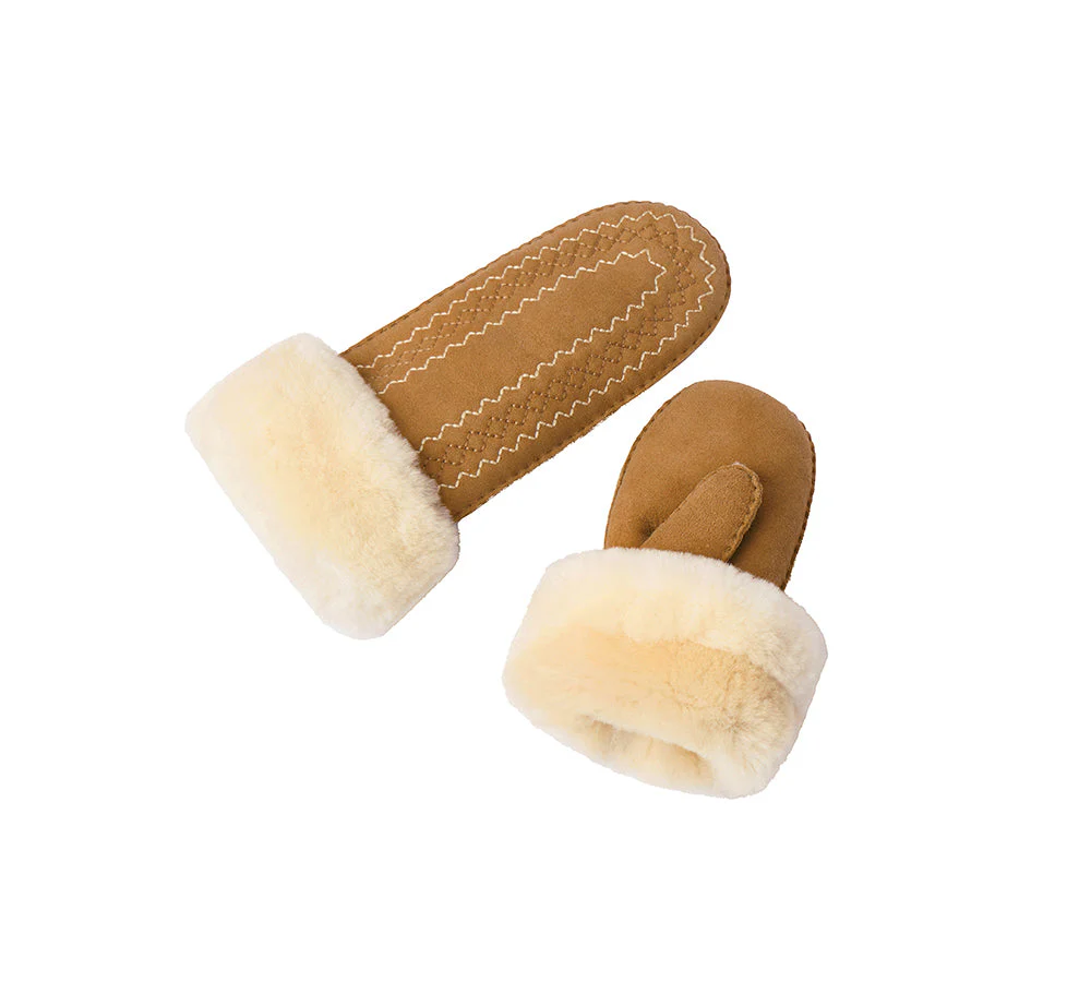 AUSTRALIAN SHEPHERD® Fluffy Sheepskin Wool Mittens Nuttoa - Image 4