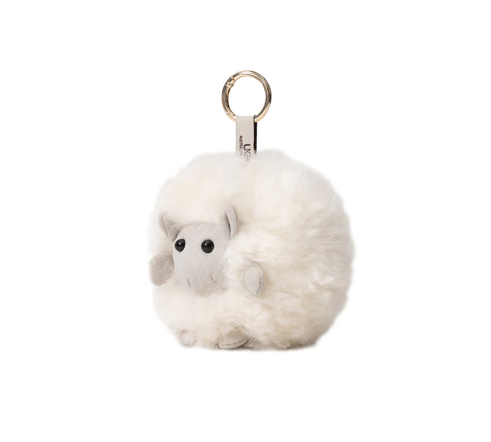 AUSTRALIAN SHEPHERD® Fluffy Wool Sheep Roun Keyring - Image 3