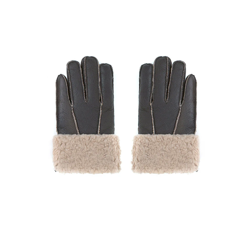 AUSTRALIAN SHEPHERD® Leather Fluffy Sheepskin Wool Stitching Gloves - Image 12