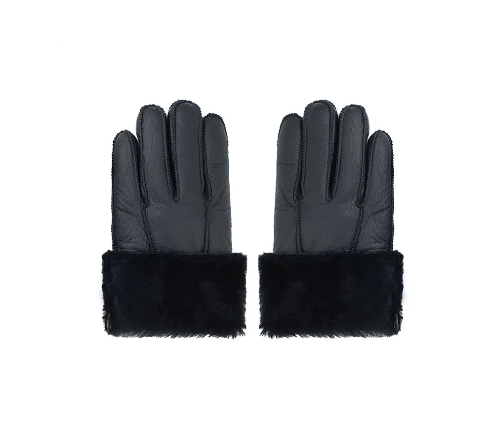 AUSTRALIAN SHEPHERD® Leather Fluffy Sheepskin Wool Stitching Gloves - Image 19