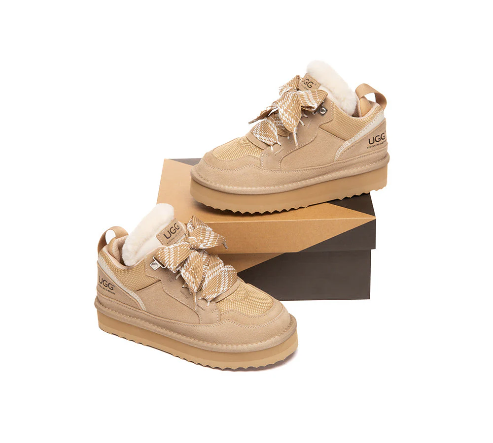 AUSTRALIAN SHEPHERD® UGG Boots Kids Sheepskin Wool Lace Up Platform Sneakers Parkyr - Image 10