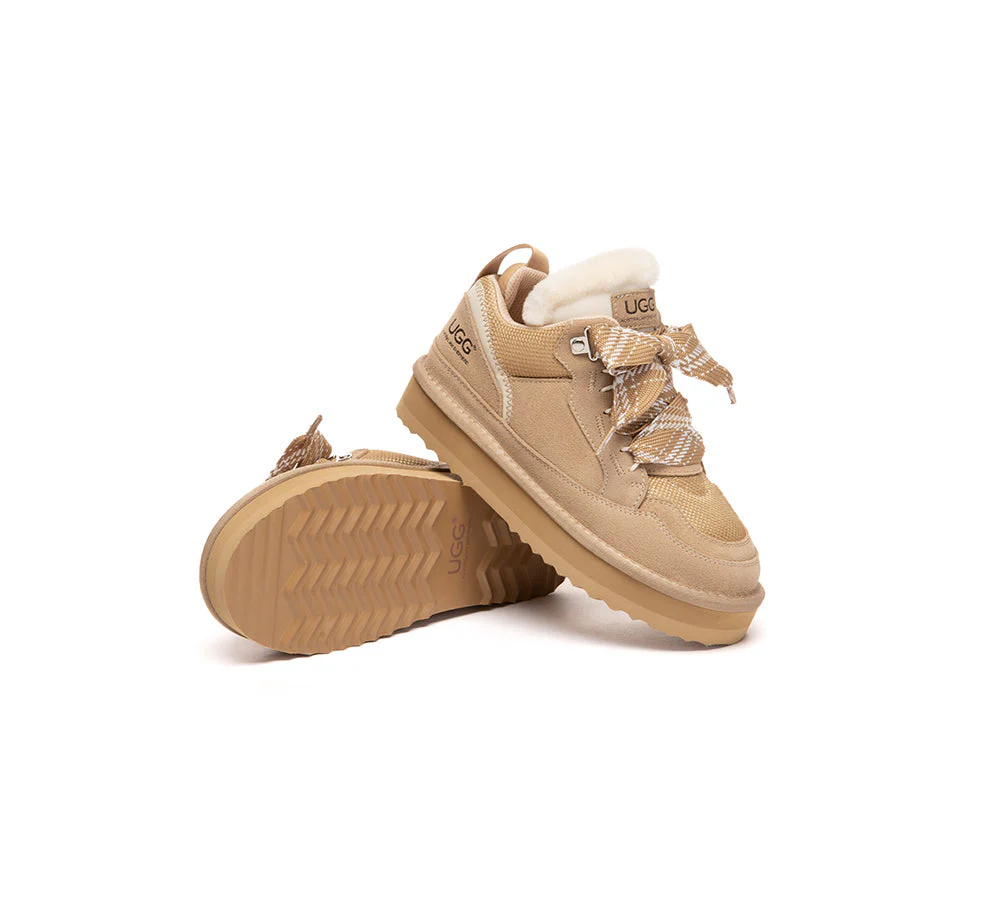 AUSTRALIAN SHEPHERD® UGG Boots Kids Sheepskin Wool Lace Up Platform Sneakers Parkyr - Image 9