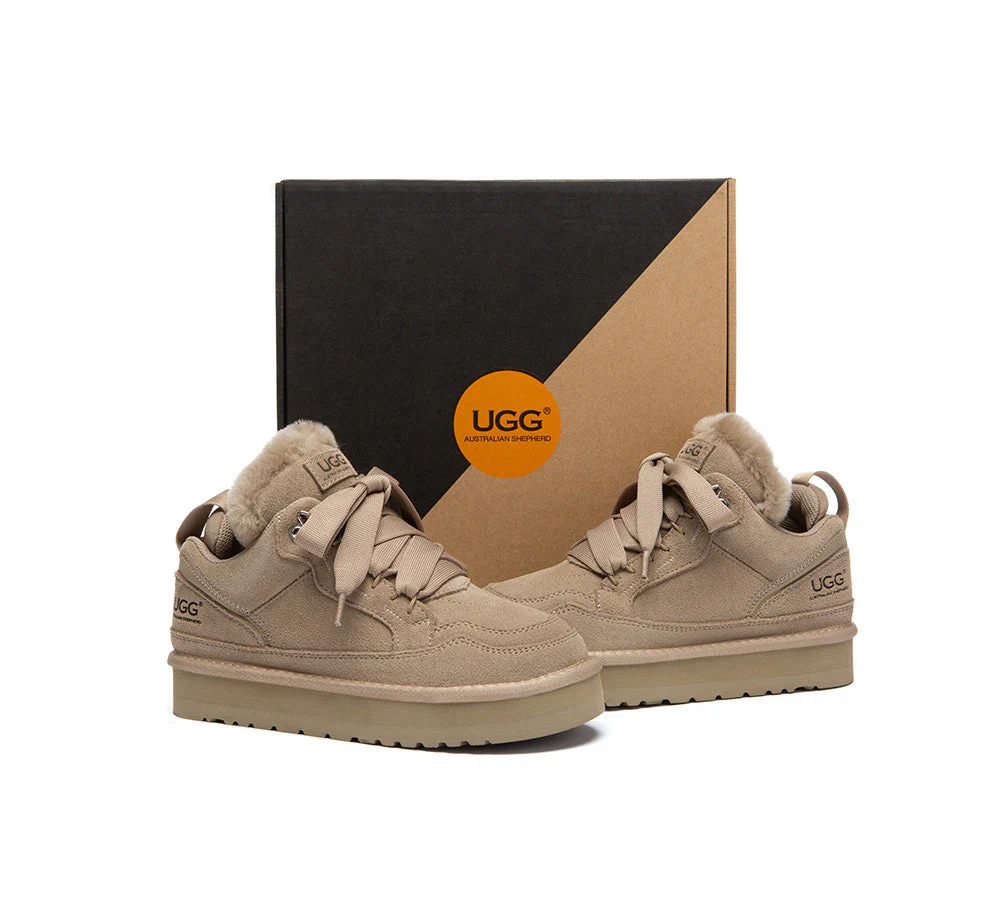 AUSTRALIAN SHEPHERD® UGG Boots Sheepskin Wool Lace Up Platform Sneakers Parklyn - Image 4