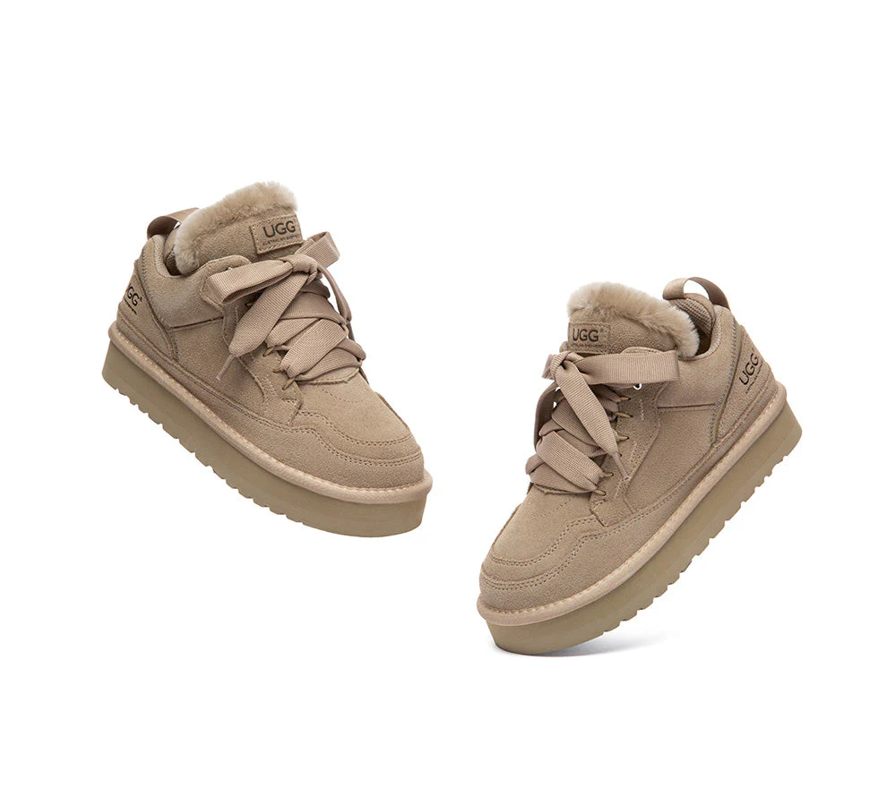 AUSTRALIAN SHEPHERD® UGG Boots Sheepskin Wool Lace Up Platform Sneakers Parklyn - Image 5