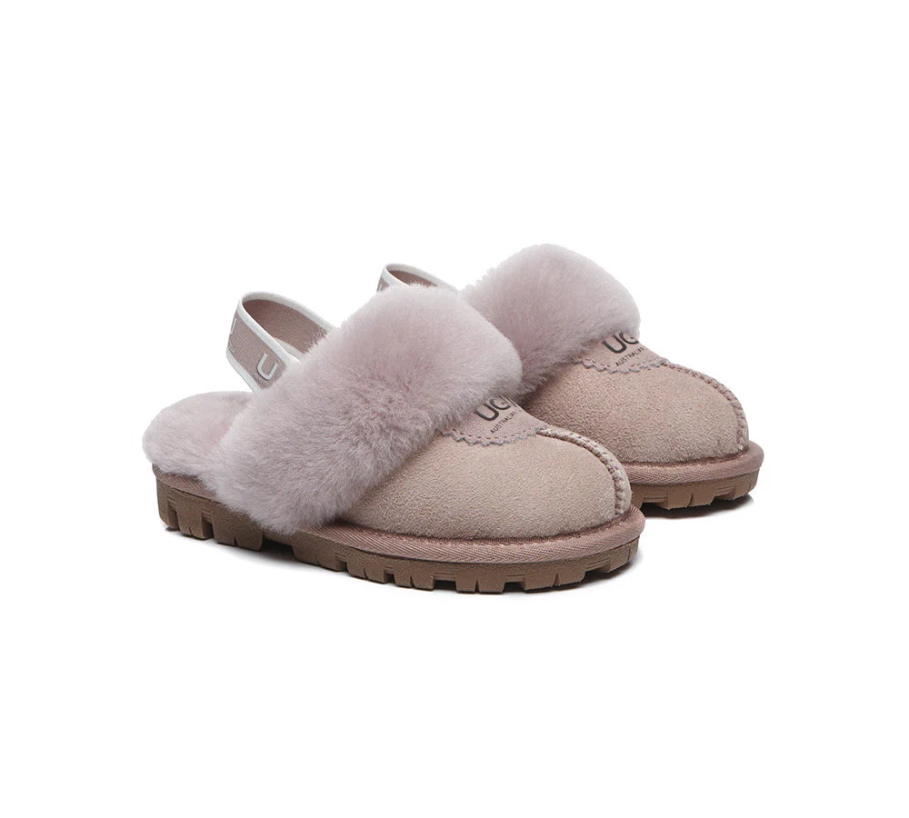 AUSTRALIAN SHEPHERD® UGG Kids Sheepskin Wool Slingback Slippers Waffle Plus - Image 10