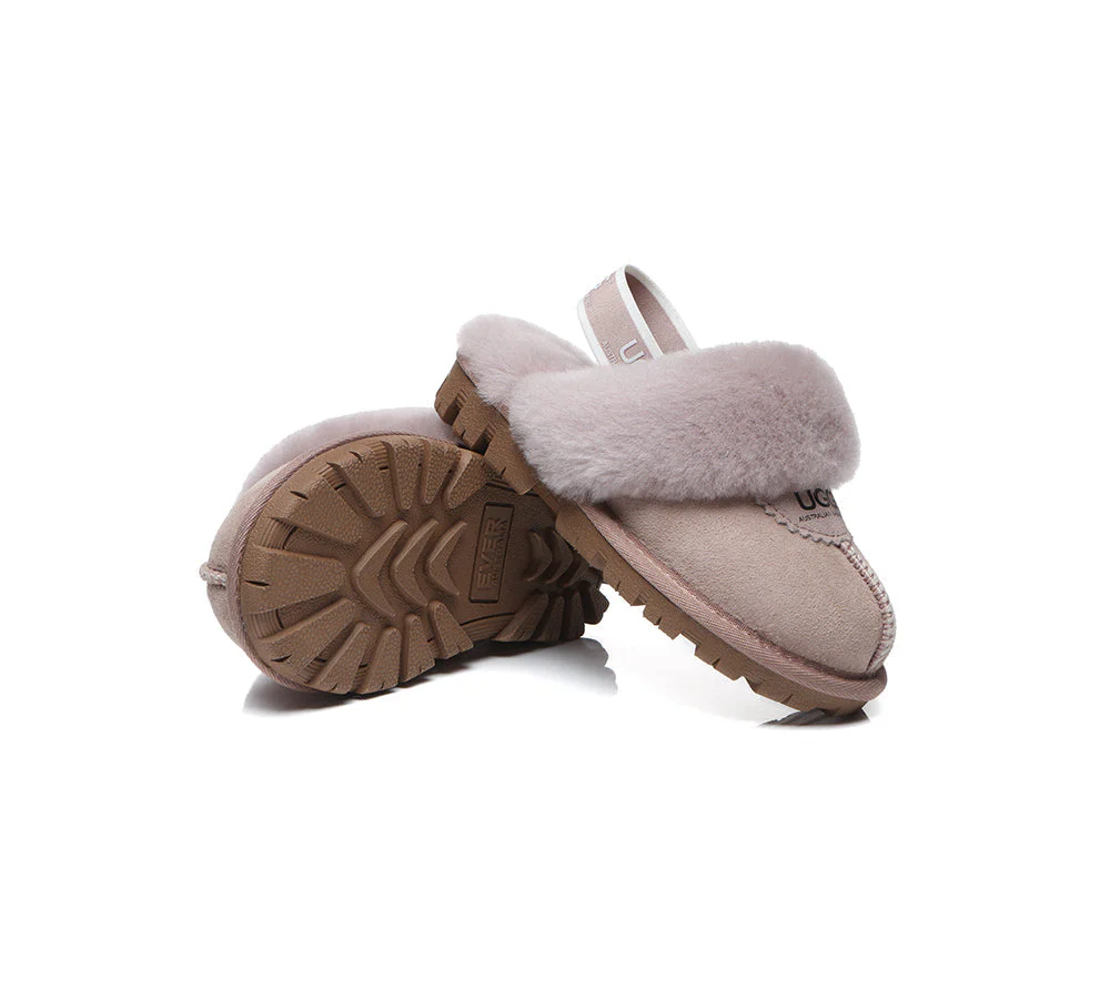 AUSTRALIAN SHEPHERD® UGG Kids Sheepskin Wool Slingback Slippers Waffle Plus - Image 11