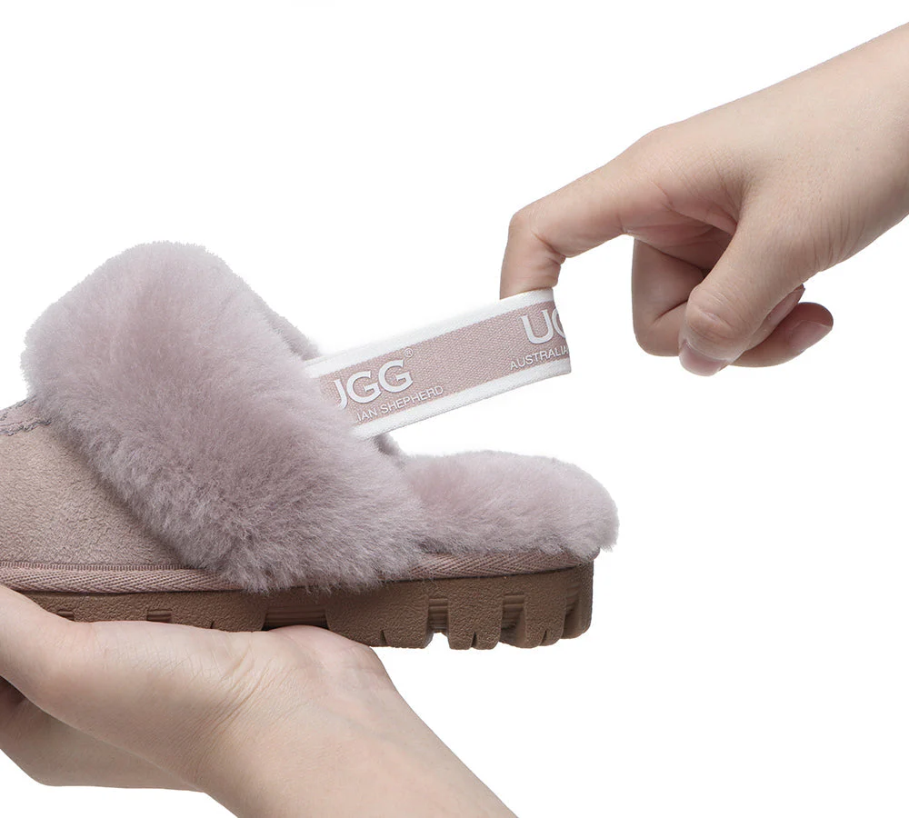 AUSTRALIAN SHEPHERD® UGG Kids Sheepskin Wool Slingback Slippers Waffle Plus - Image 16