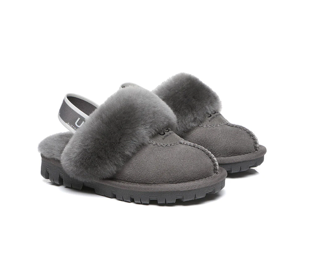 AUSTRALIAN SHEPHERD® UGG Kids Sheepskin Wool Slingback Slippers Waffle Plus - Image 17