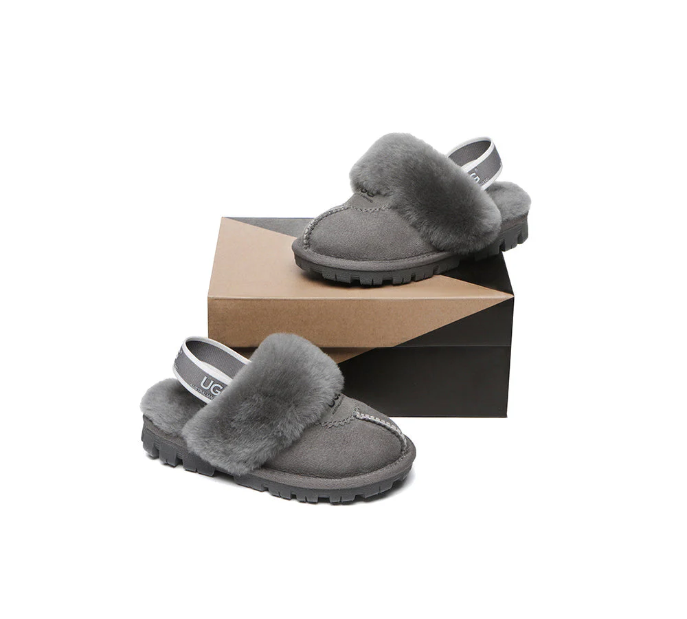 AUSTRALIAN SHEPHERD® UGG Kids Sheepskin Wool Slingback Slippers Waffle Plus - Image 19