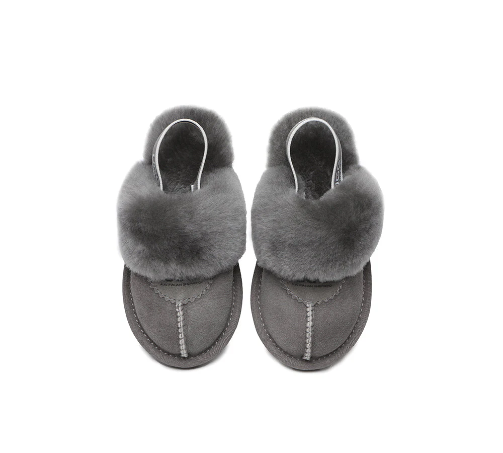 AUSTRALIAN SHEPHERD® UGG Kids Sheepskin Wool Slingback Slippers Waffle Plus - Image 21