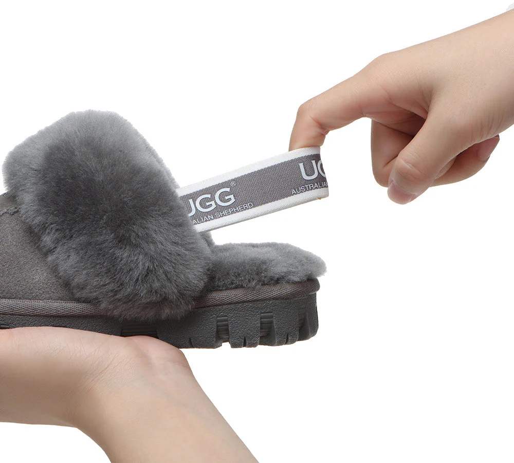 AUSTRALIAN SHEPHERD® UGG Kids Sheepskin Wool Slingback Slippers Waffle Plus - Image 23