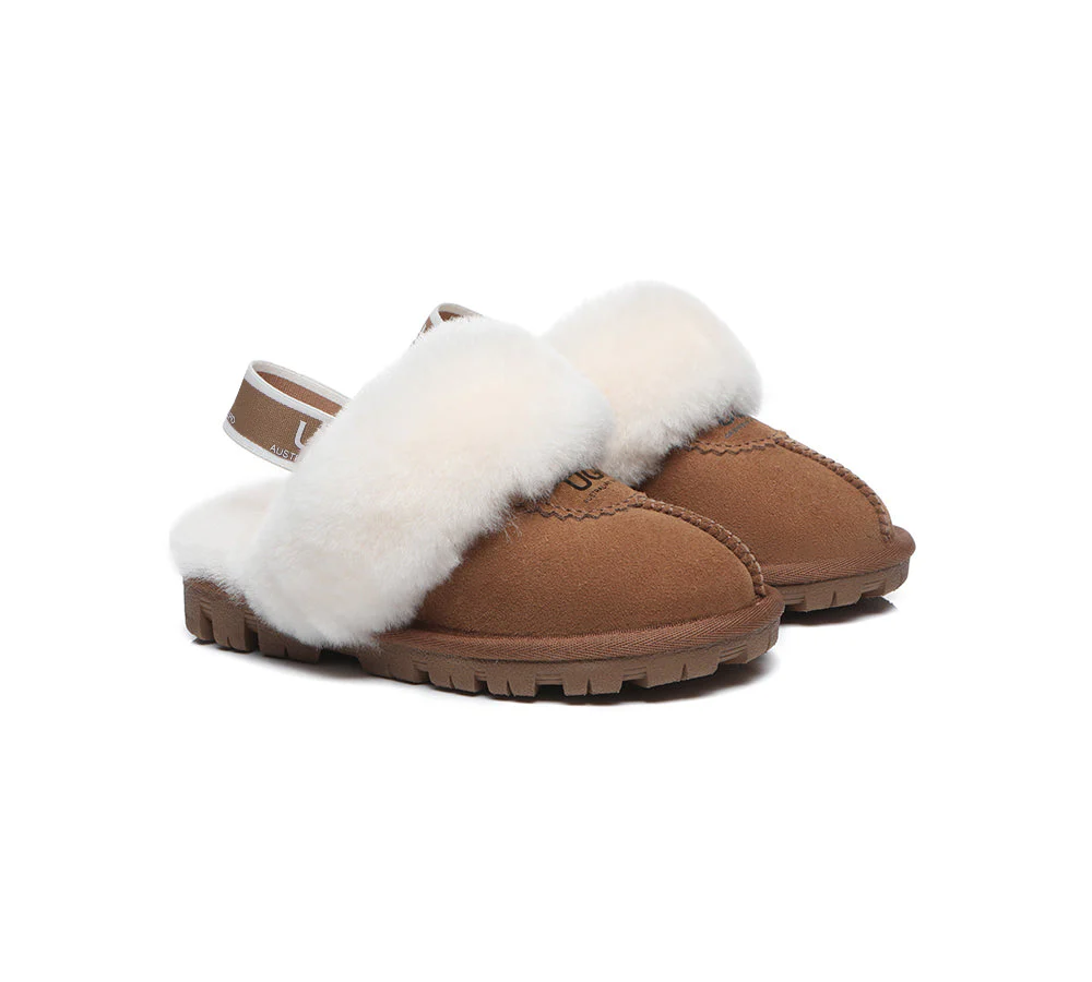 AUSTRALIAN SHEPHERD® UGG Kids Sheepskin Wool Slingback Slippers Waffle Plus - Image 3