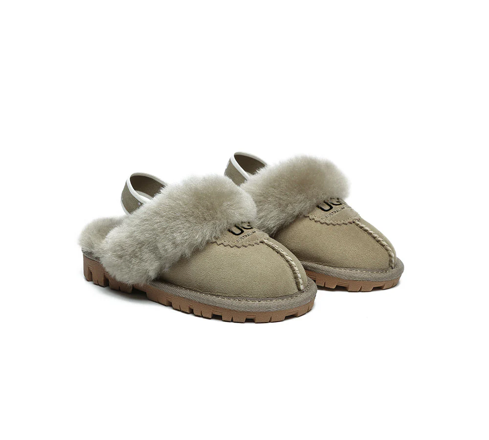 AUSTRALIAN SHEPHERD® UGG Kids Sheepskin Wool Slingback Slippers Waffle Plus - Image 30