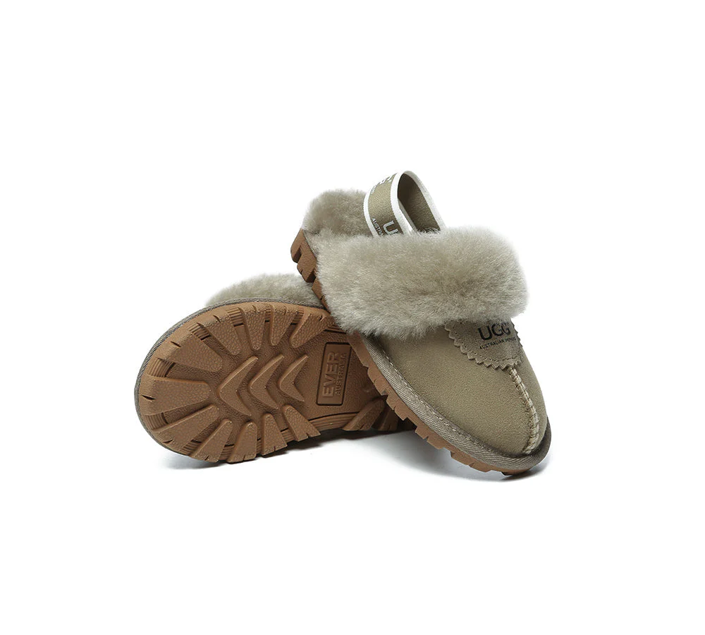 AUSTRALIAN SHEPHERD® UGG Kids Sheepskin Wool Slingback Slippers Waffle Plus - Image 31