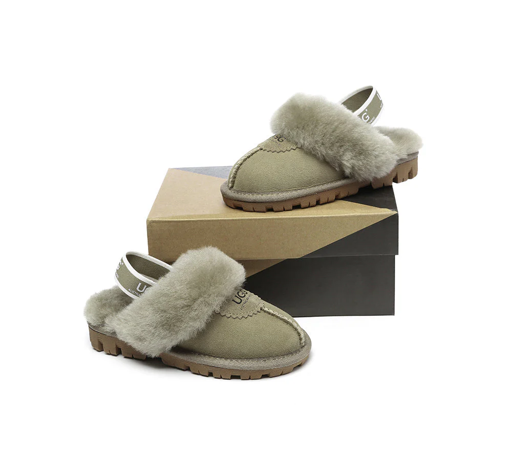 AUSTRALIAN SHEPHERD® UGG Kids Sheepskin Wool Slingback Slippers Waffle Plus - Image 32