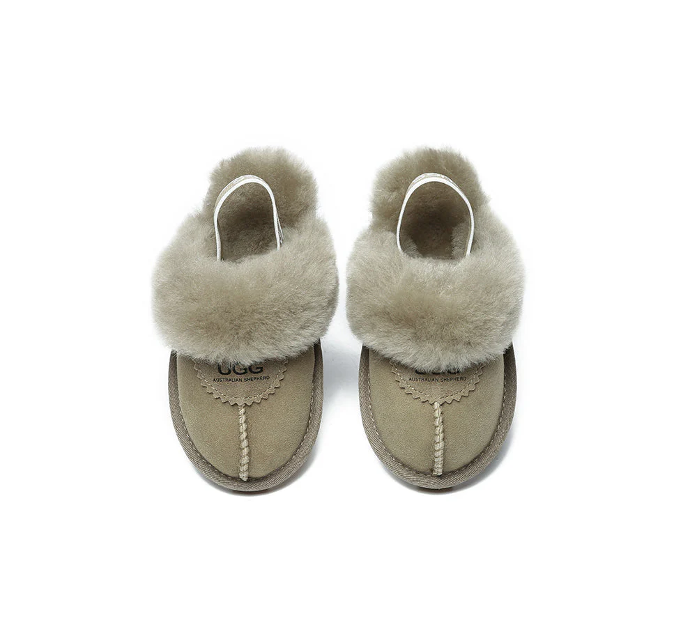 AUSTRALIAN SHEPHERD® UGG Kids Sheepskin Wool Slingback Slippers Waffle Plus - Image 34
