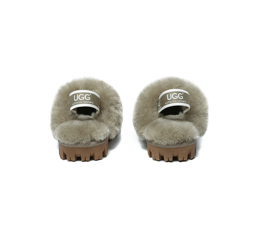 AUSTRALIAN SHEPHERD® UGG Kids Sheepskin Wool Slingback Slippers Waffle Plus - Image 35