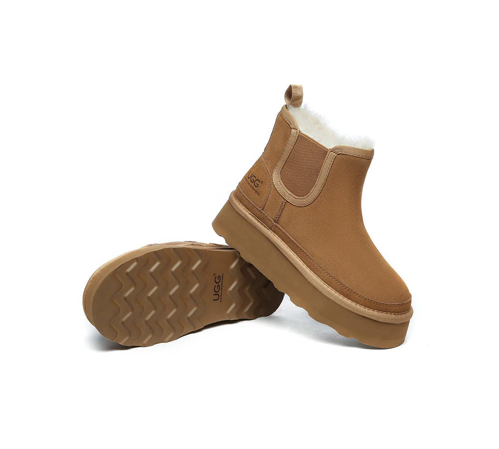 AUSTRALIAN SHEPHERD® UGG Sheepskin Wool Elastic Band Platform Boots Chelsie - Image 4