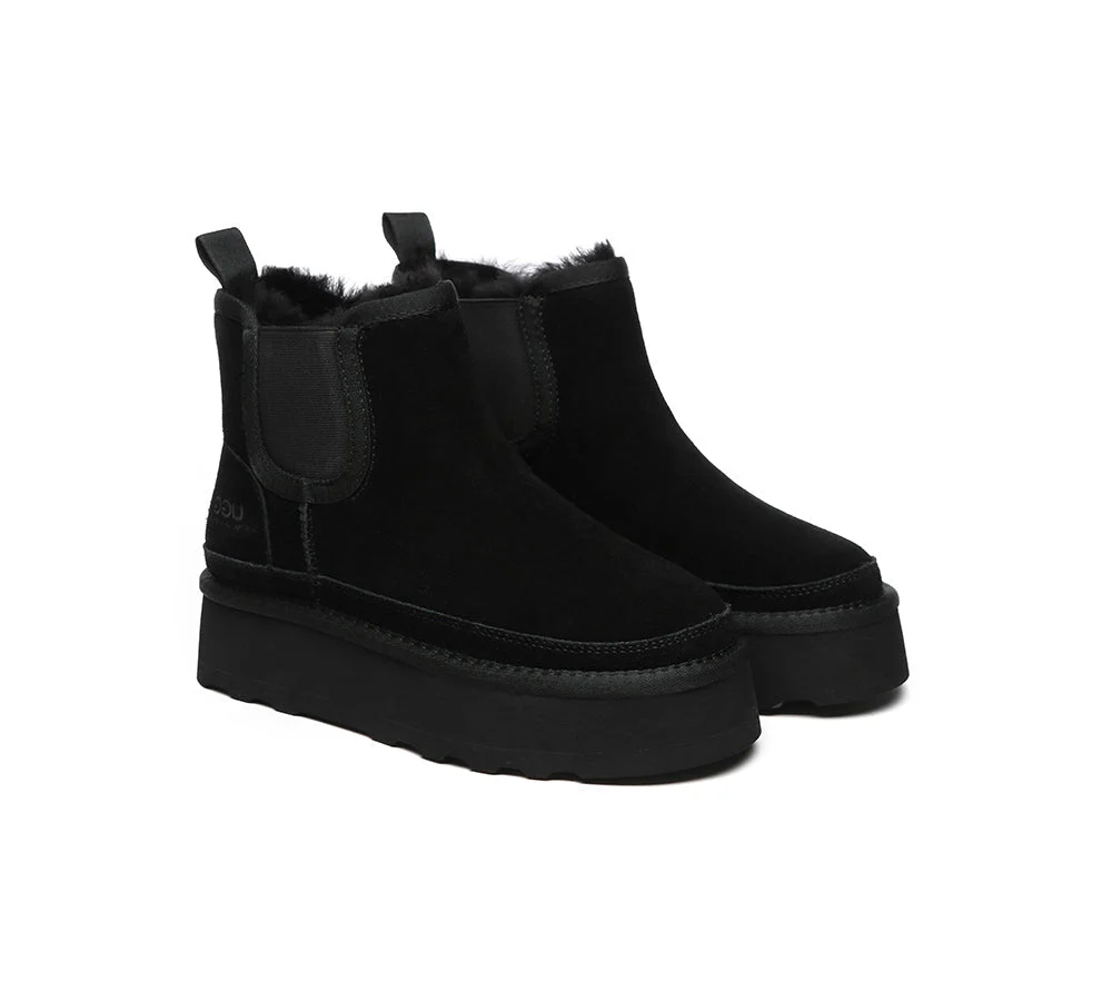 AUSTRALIAN SHEPHERD® UGG Sheepskin Wool Elastic Band Platform Boots Chelsie - Image 9