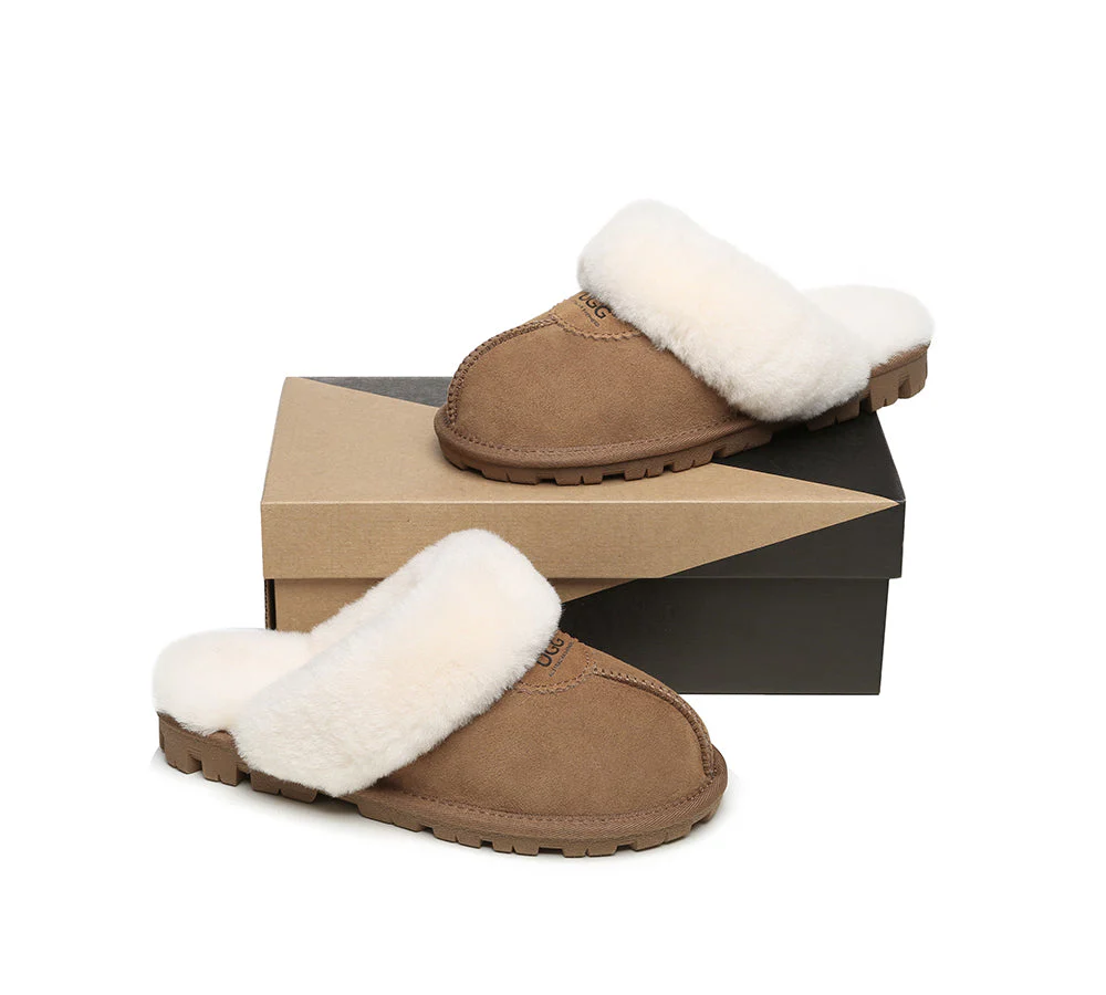 AUSTRALIAN SHEPHERD® UGG Slippers Double Face Sheepskin Wool Scuff Waffle - Image 35