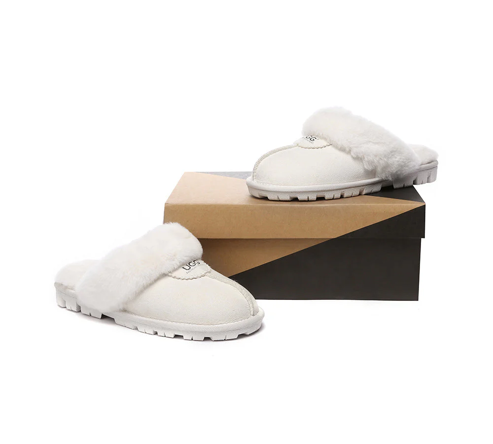 AUSTRALIAN SHEPHERD® UGG Slippers Double Face Sheepskin Wool Scuff Waffle - Image 59