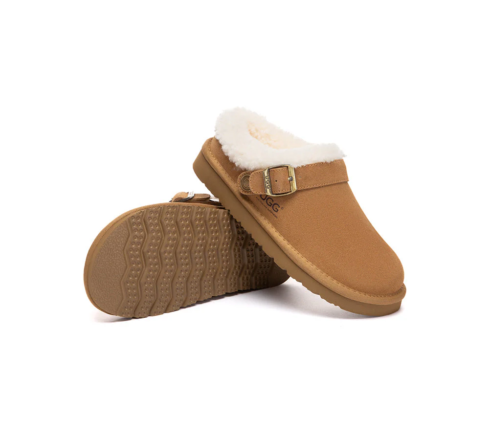 AUSTRALIAN SHEPHERD® UGG Slippers Sheepskin Wool Adjustable Strap Ankle Clog Pulsey - Image 5