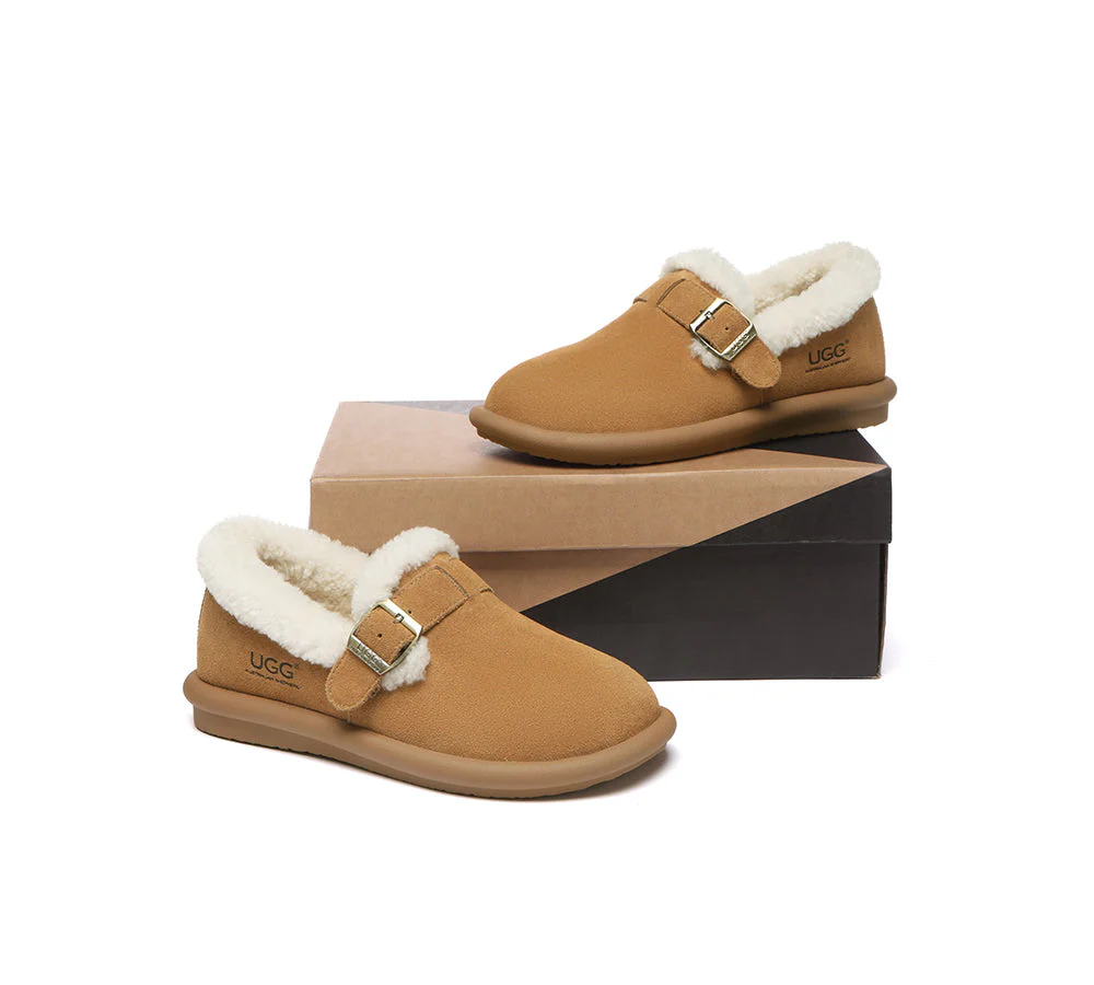 AUSTRALIAN SHEPHERD® UGG Slippers Sheepskin Wool Adjustable Strap Ankle Froim - Image 3