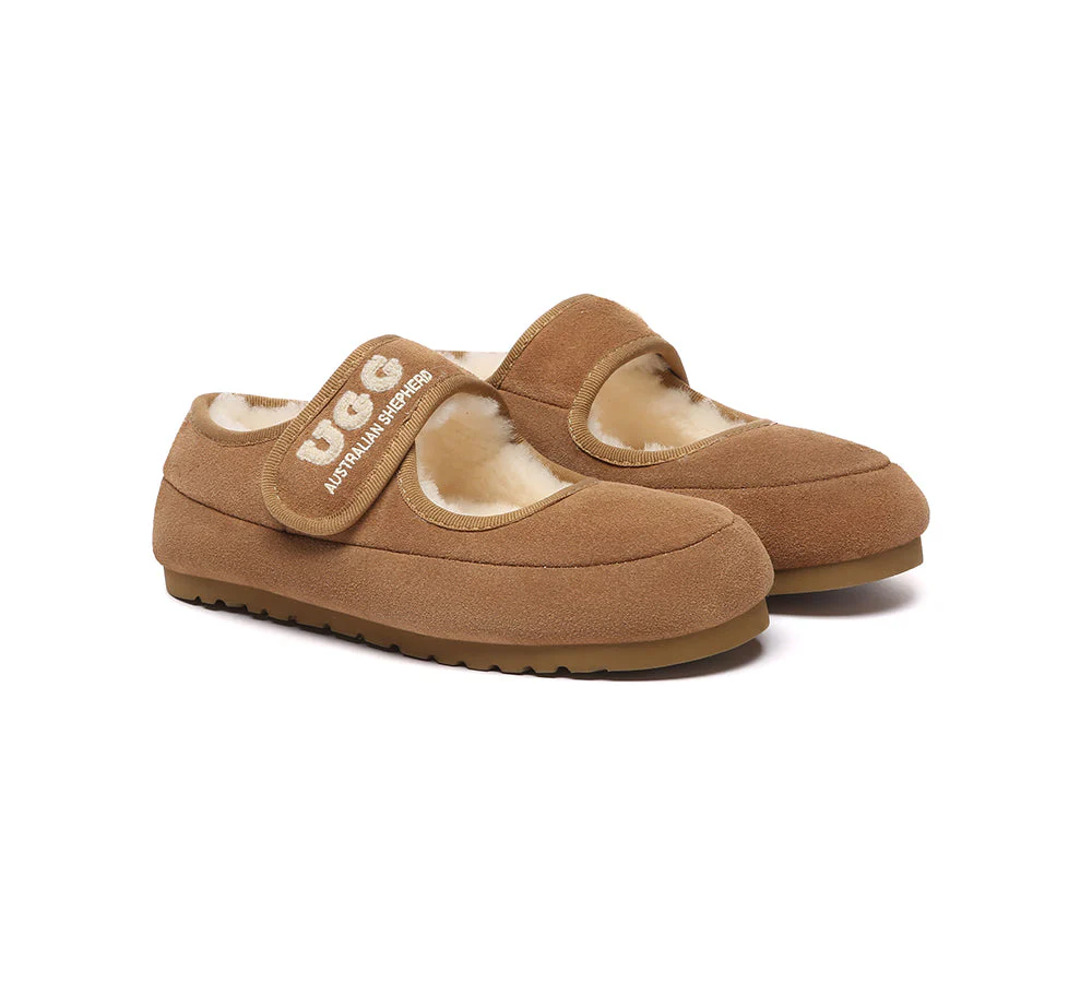 AUSTRALIAN SHEPHERD® UGG Slippers Sheepskin Wool Adjustable Strap Mary Jane Velvi - Image 15