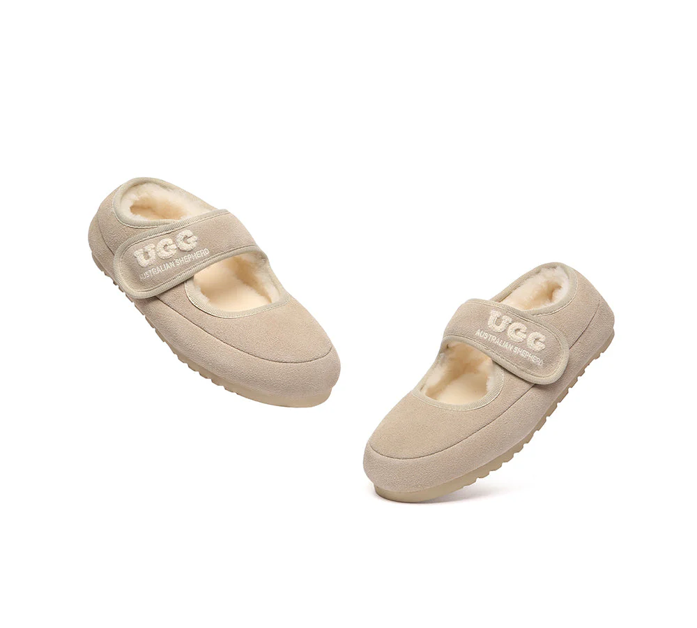 AUSTRALIAN SHEPHERD® UGG Slippers Sheepskin Wool Adjustable Strap Mary Jane Velvi - Image 24