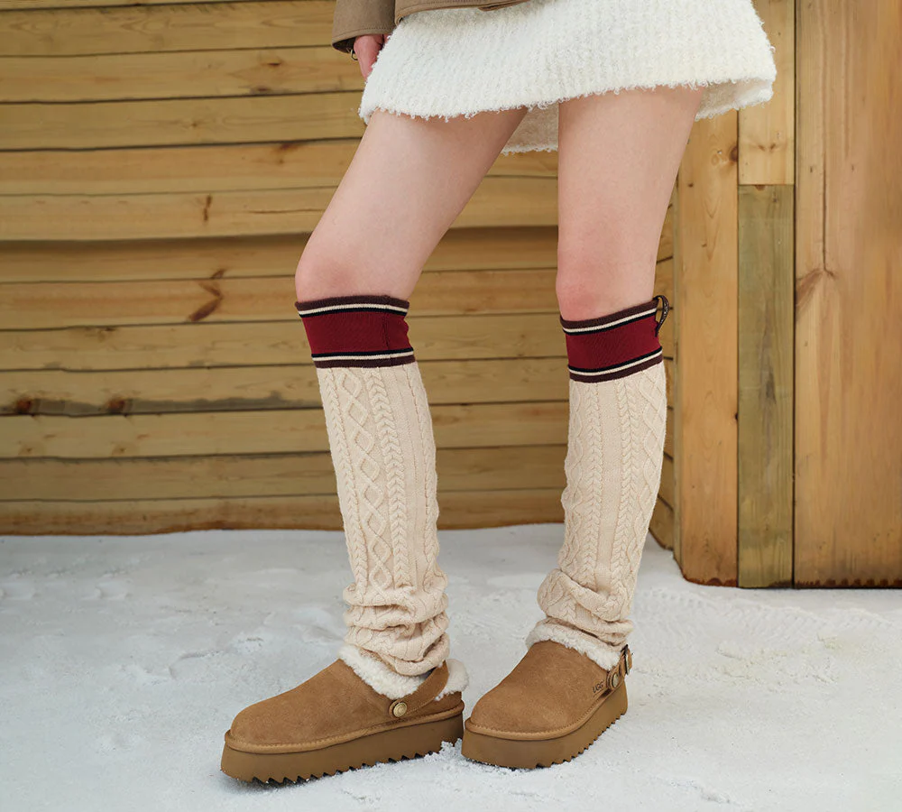 AUSTRALIAN SHEPHERD® UGG Slippers Sheepskin Wool Adjustable Strap Platform Pulsey - Image 2