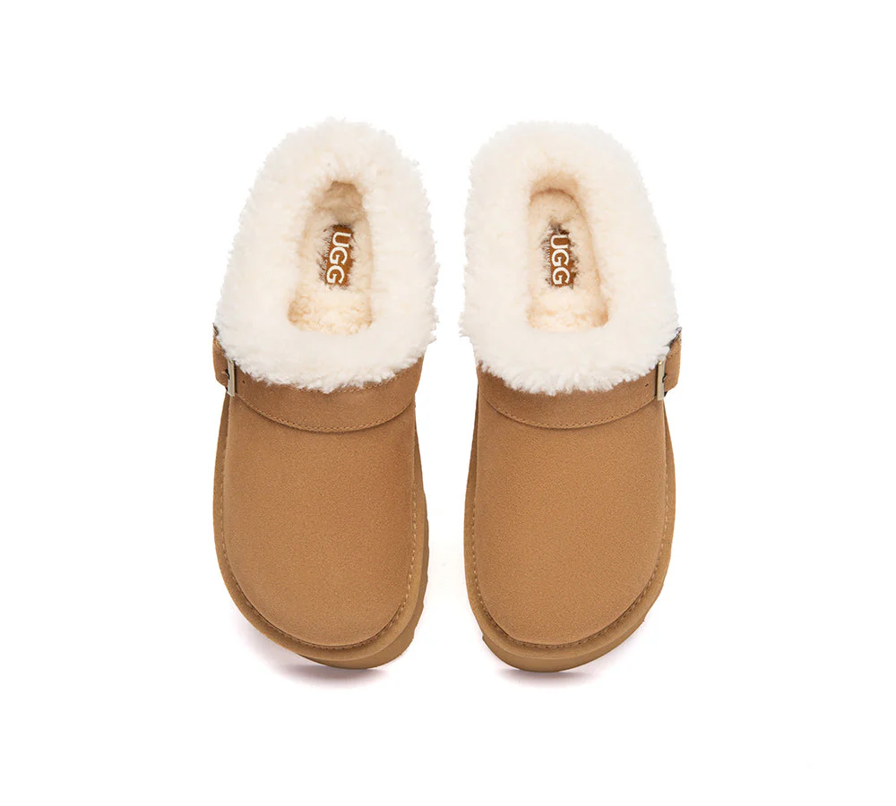 AUSTRALIAN SHEPHERD® UGG Slippers Sheepskin Wool Adjustable Strap Platform Pulsey - Image 8