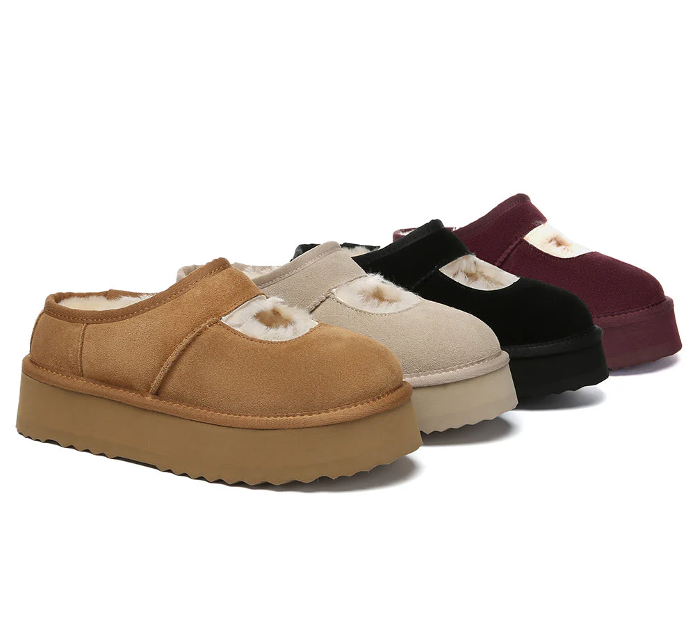 AUSTRALIAN SHEPHERD® UGG Slippers Sheepskin Wool Ankle Platform Carmella