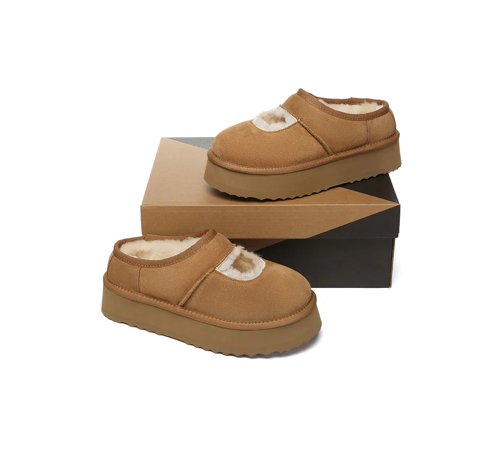 AUSTRALIAN SHEPHERD® UGG Slippers Sheepskin Wool Ankle Platform Carmella - Image 4
