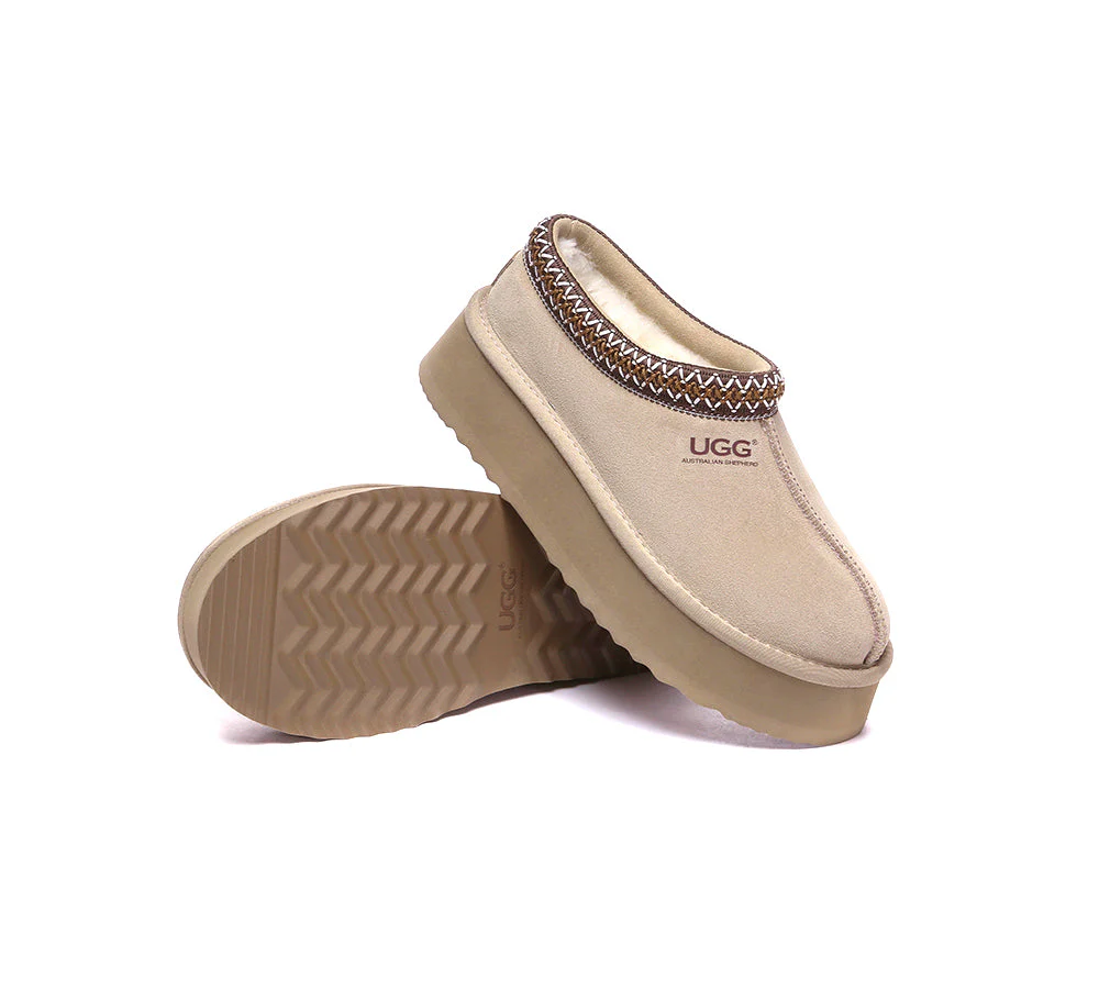 AUSTRALIAN SHEPHERD® UGG Slippers Sheepskin Wool Ankle Platform Tazzy Hippie - Image 16
