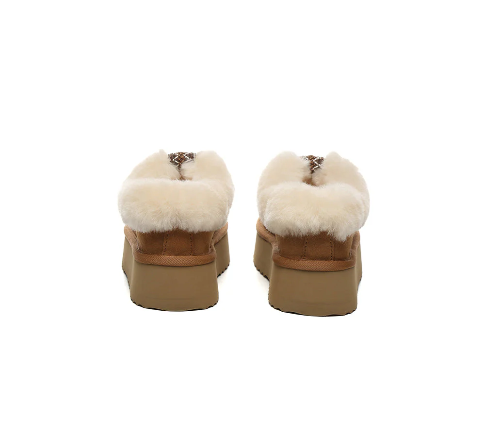 AUSTRALIAN SHEPHERD® UGG Slippers Women Sheepskin Wool Collar Ankle Platform Santana - Image 7
