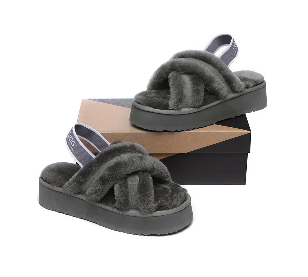 AUSTRALIAN SHEPHERD® UGG Women Crossover Platform Fluffy Slides Aditi - Image 16