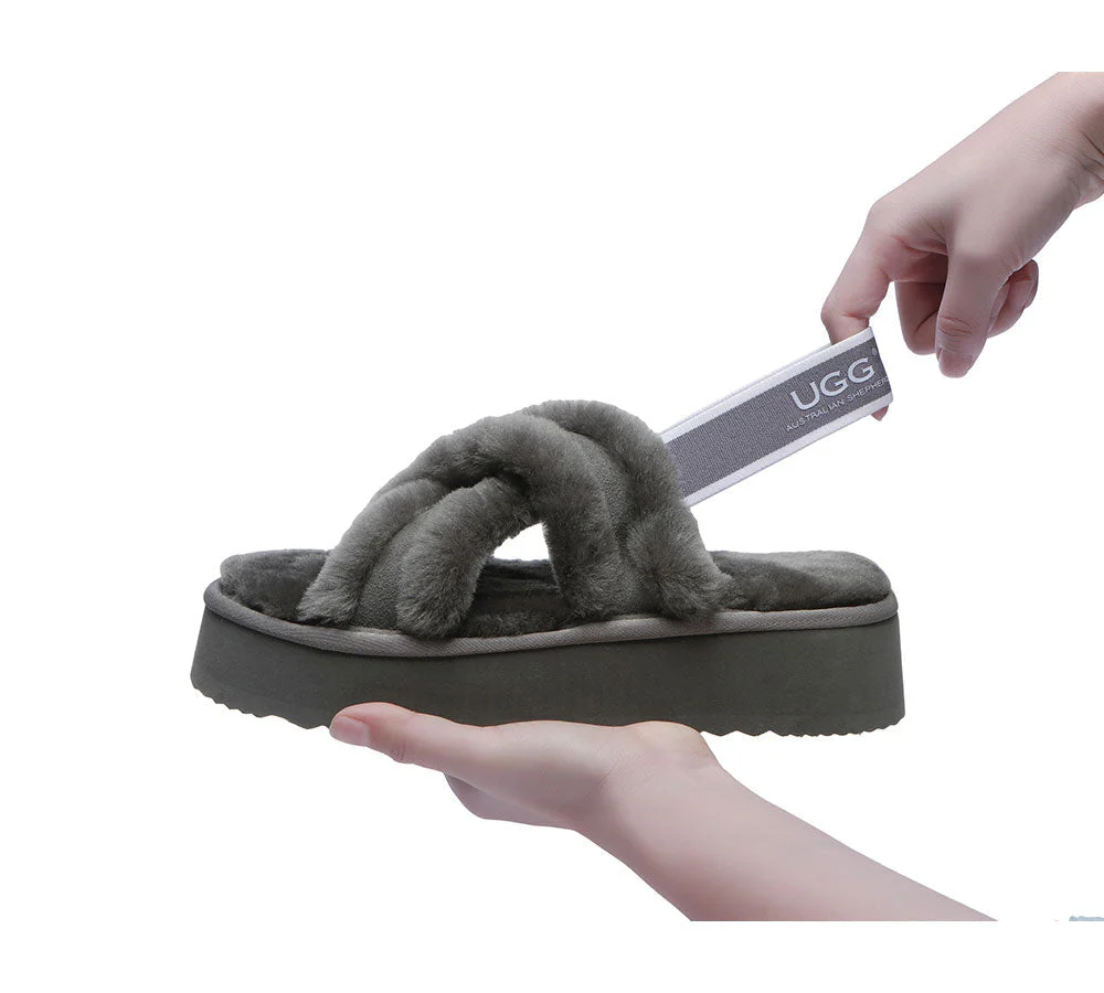 AUSTRALIAN SHEPHERD® UGG Women Crossover Platform Fluffy Slides Aditi - Image 19