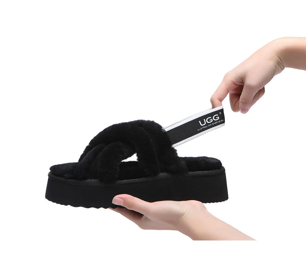 AUSTRALIAN SHEPHERD® UGG Women Crossover Platform Fluffy Slides Aditi - Image 25
