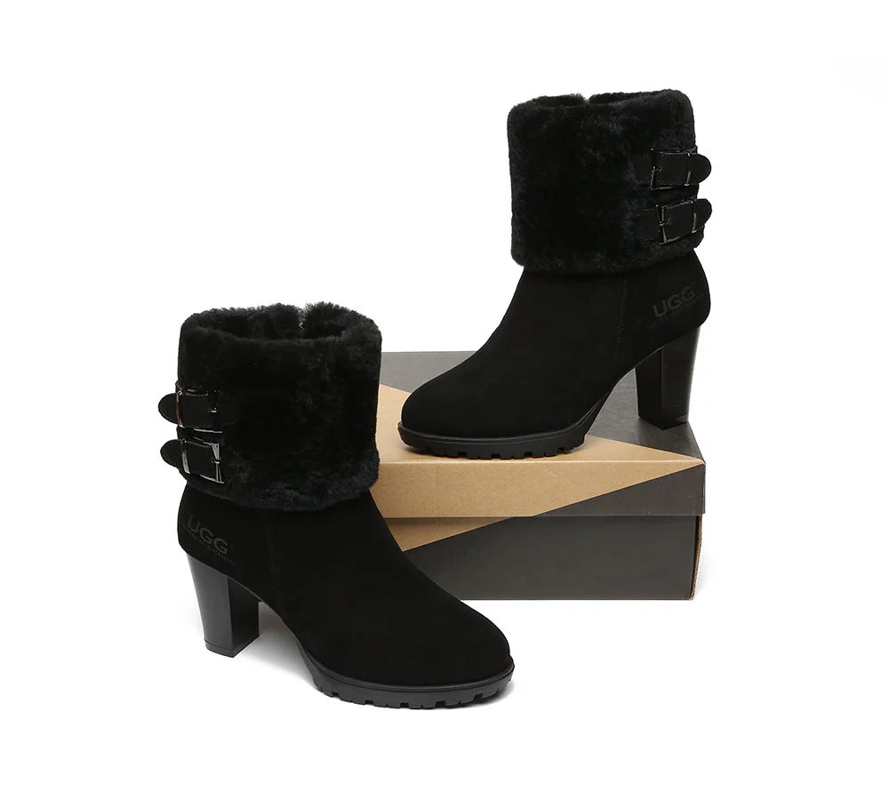 AUSTRALIAN SHEPHERD® UGG Women Shearling Zipper Heel Fashion Boots Candice - Image 11