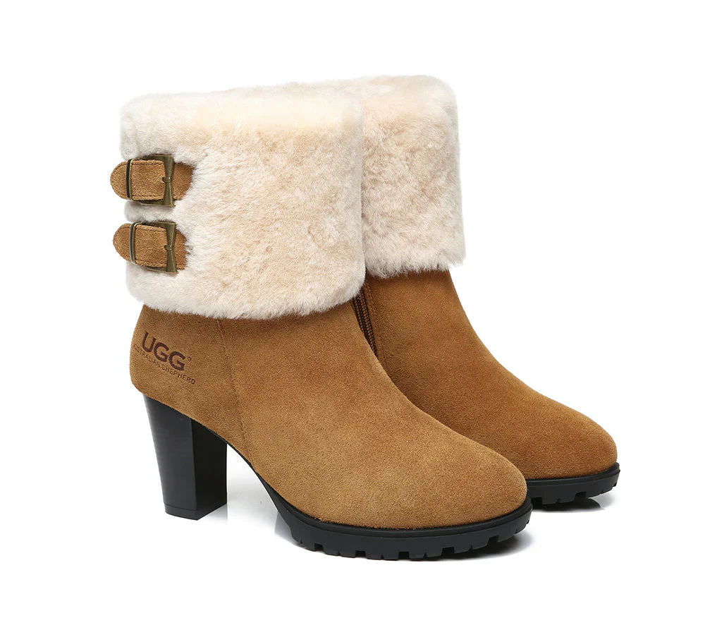 AUSTRALIAN SHEPHERD® UGG Women Shearling Zipper Heel Fashion Boots Candice - Image 3