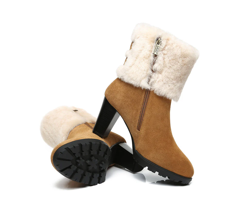 AUSTRALIAN SHEPHERD® UGG Women Shearling Zipper Heel Fashion Boots Candice - Image 4