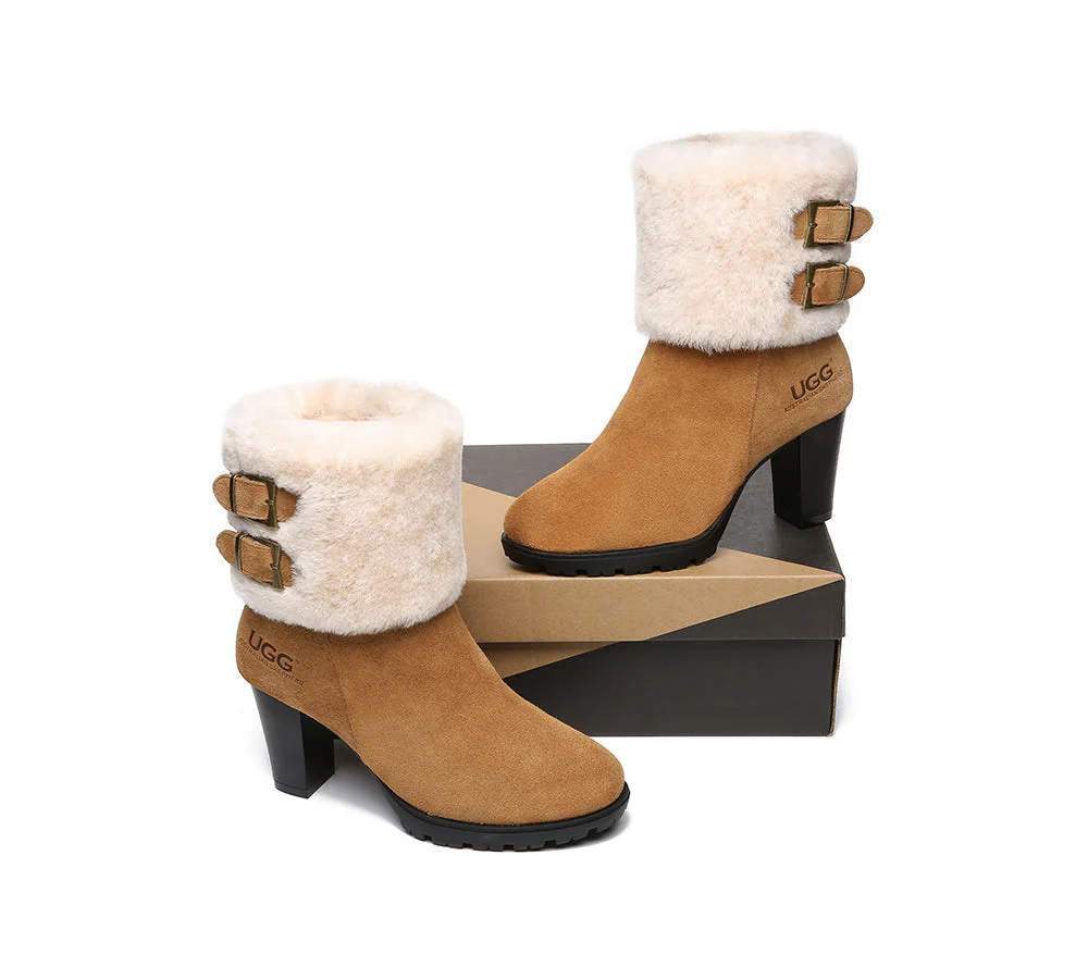 AUSTRALIAN SHEPHERD® UGG Women Shearling Zipper Heel Fashion Boots Candice - Image 5