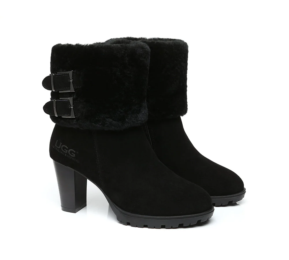 AUSTRALIAN SHEPHERD® UGG Women Shearling Zipper Heel Fashion Boots Candice - Image 9