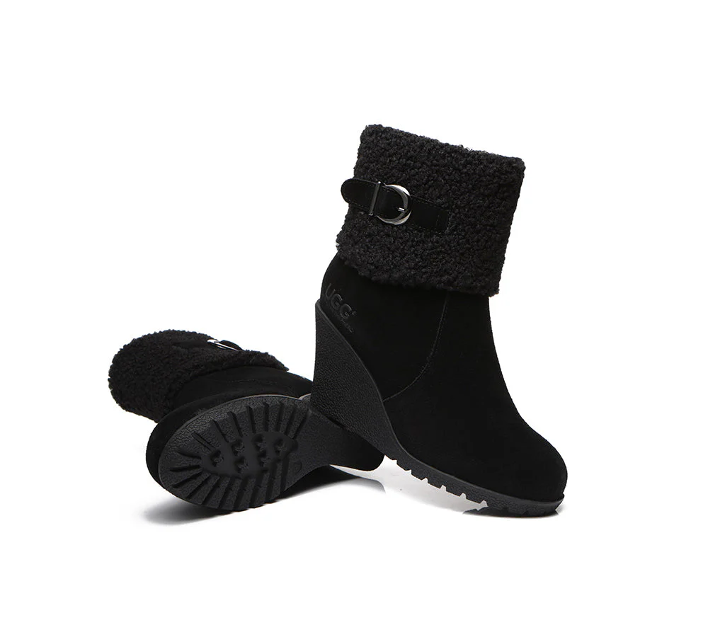 AUSTRALIAN SHEPHERD® UGG Women Sheepskin Shearling Zipper Wedge Fashion Boots Joanna - Image 10