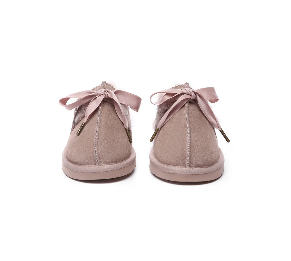 AUSTRALIAN SHEPHERD® UGG Women Sheepskin Wool Adjustable Ribbon Slippers Ruby - Image 16