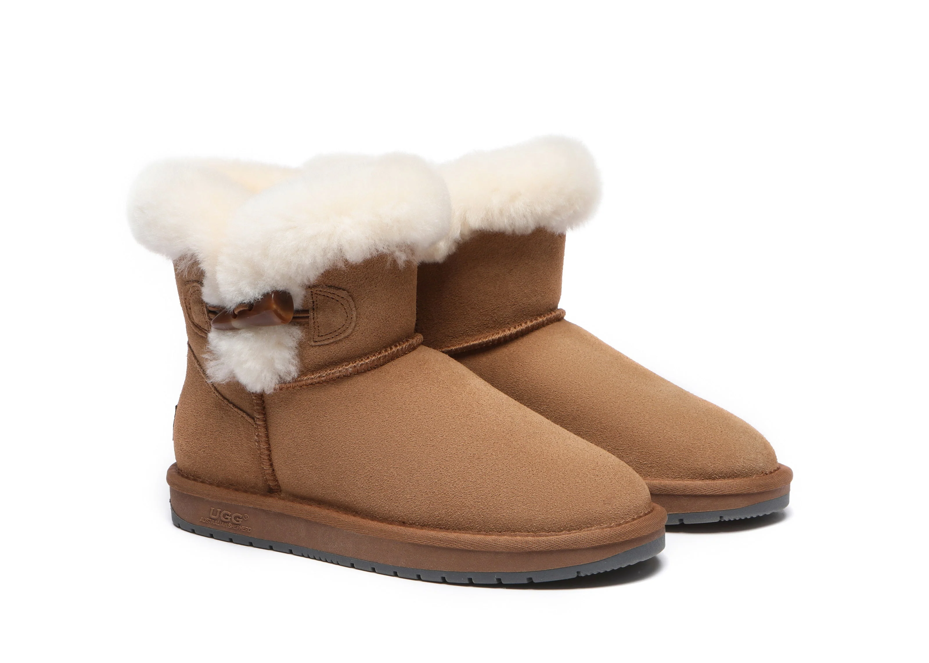 AUSTRALIAN SHEPHERD® UGG Women Sheepskin Wool Horn Toggle Closure Mini Boots Tiara - Image 2